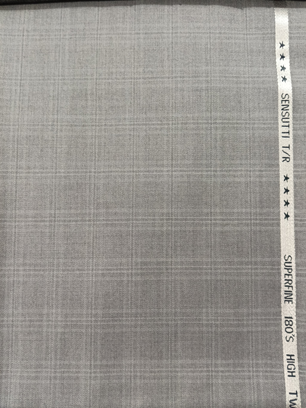 A Sensutti Light Grey Windowpane Terry Rayon Hightwist Fabric for Trousers, Blazers and Suits – Unstitched