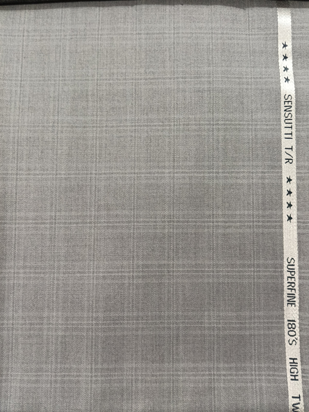 A Sensutti Light Grey Windowpane Terry Rayon Hightwist Fabric for Trousers, Blazers and Suits – Unstitched