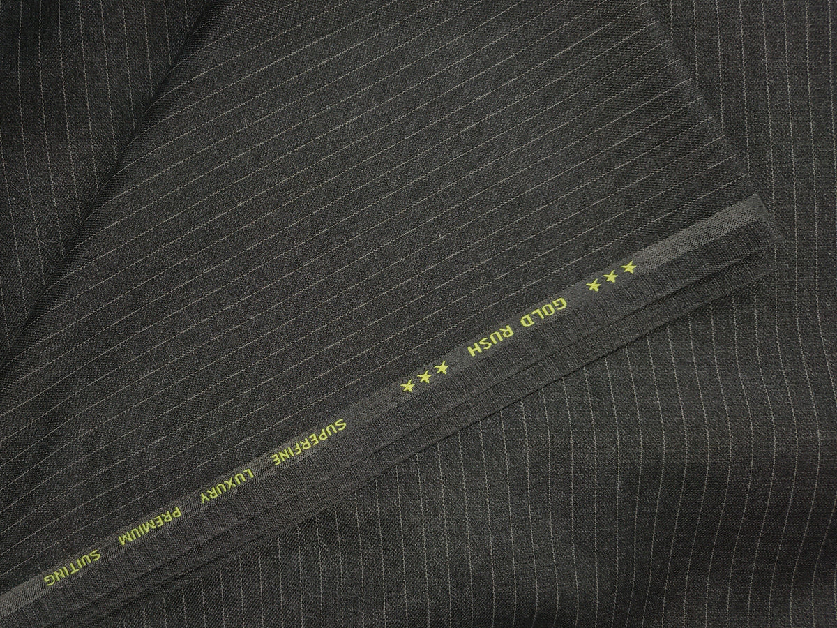 B Pinstripe Fabric – Goldrush Dark grey  Formal Wear