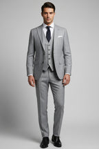 A Sensutti Light Grey Windowpane Terry Rayon Hightwist Fabric for Trousers, Blazers and Suits – Unstitched