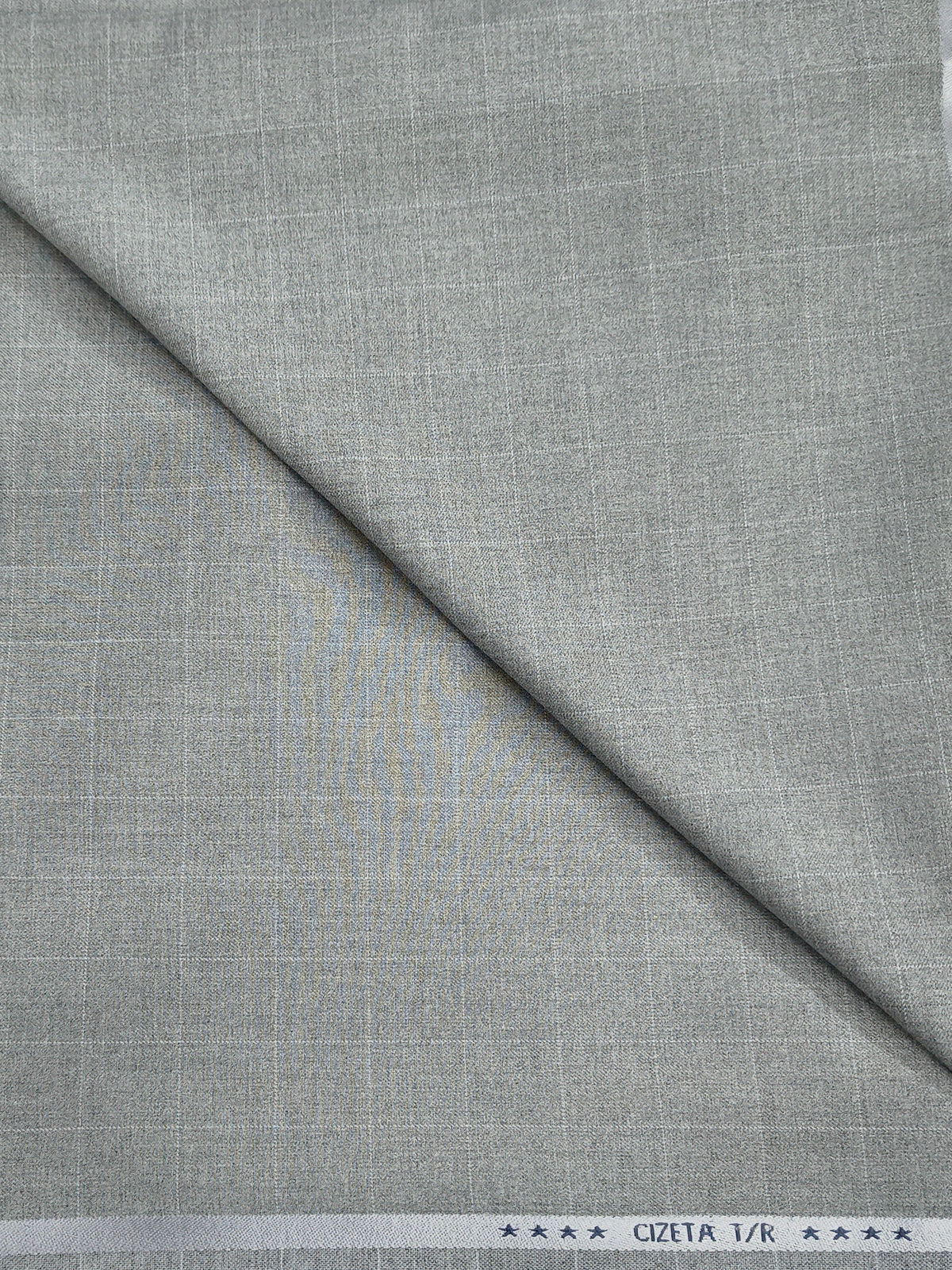 Cizeta Terry Rayon Checks Light grey unstitched fabric