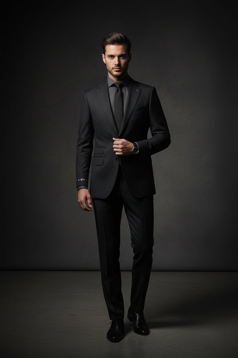 Gullini Terry Rayon Pinstripes Black Unstiched fabric