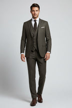 Gullini Terry Rayon Pinstripes Mocca Brown unstitched fabric for trouser blazer and suits