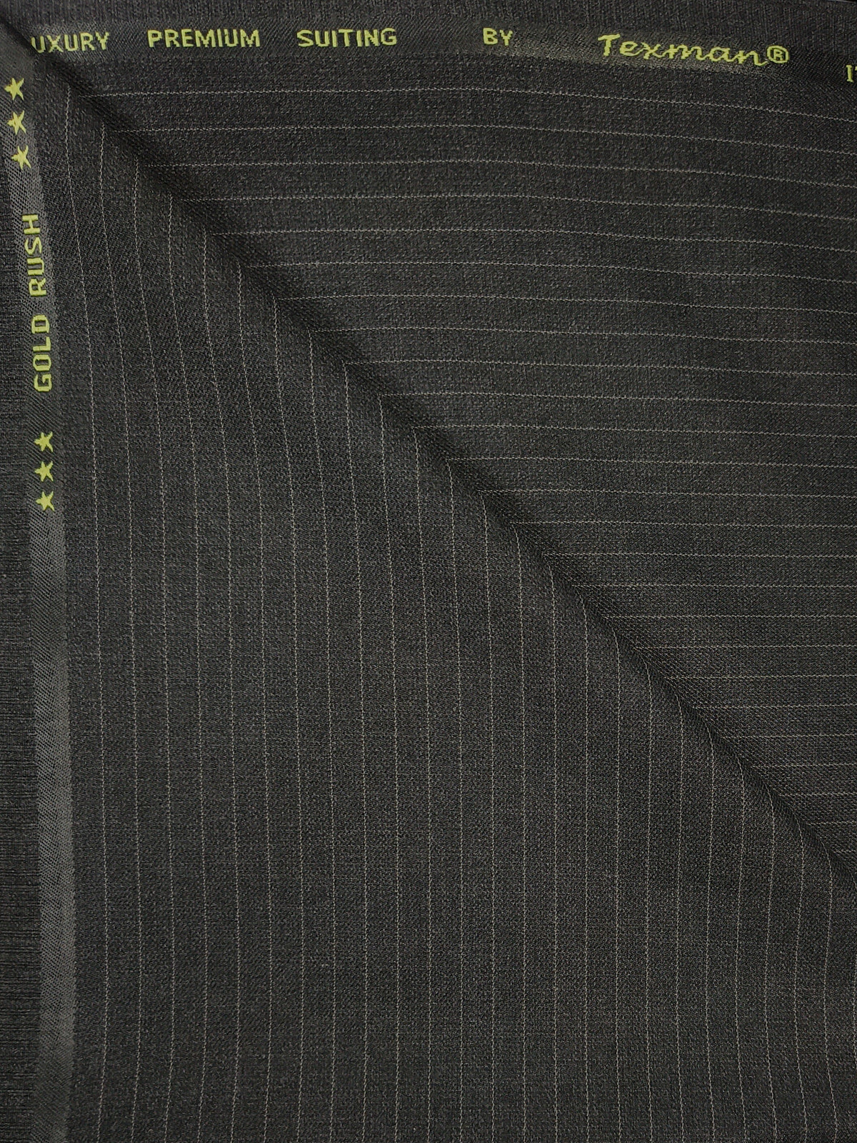 B Pinstripe Fabric – Goldrush Dark grey  Formal Wear
