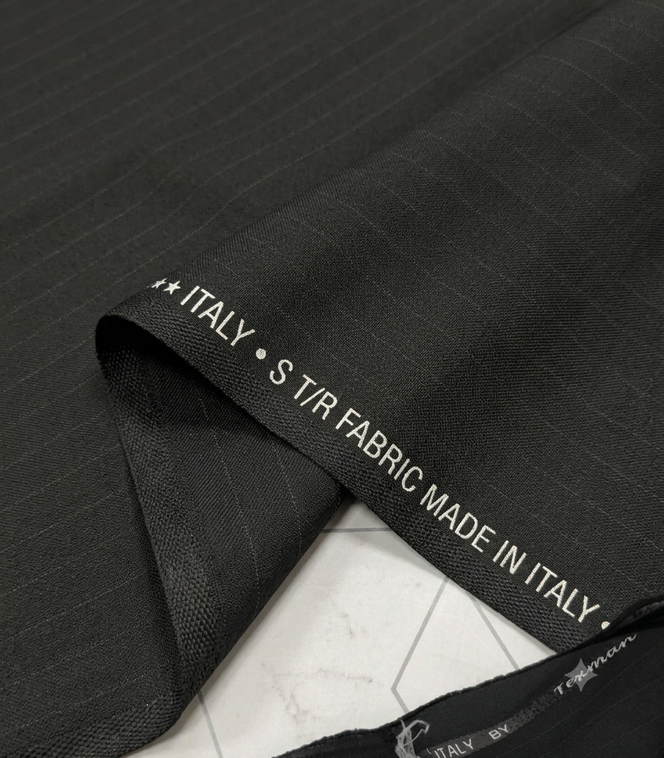 Gullini Terry Rayon Pinstripes Black unstitched fabric for trouser blazer and suits