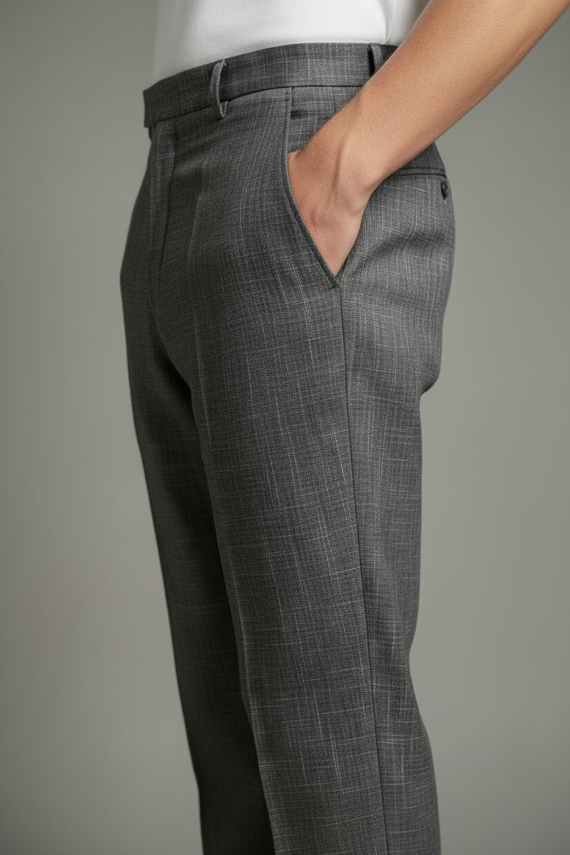 Linen Axis Grey unstiched fabric Blend linen cotton
