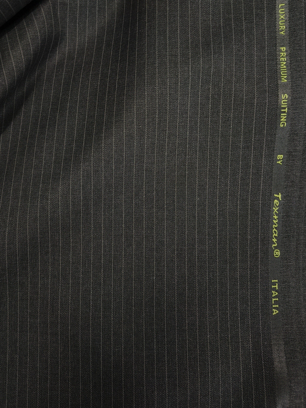 B Pinstripe Fabric – Goldrush Dark grey  Formal Wear
