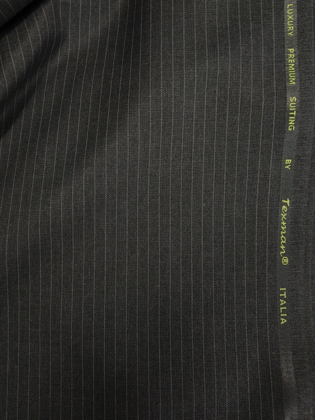 B Pinstripe Fabric – Goldrush Dark grey  Formal Wear
