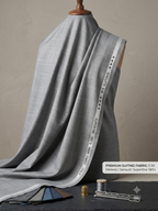 A Sensutti Light Grey Windowpane Terry Rayon Hightwist Fabric for Trousers, Blazers and Suits – Unstitched