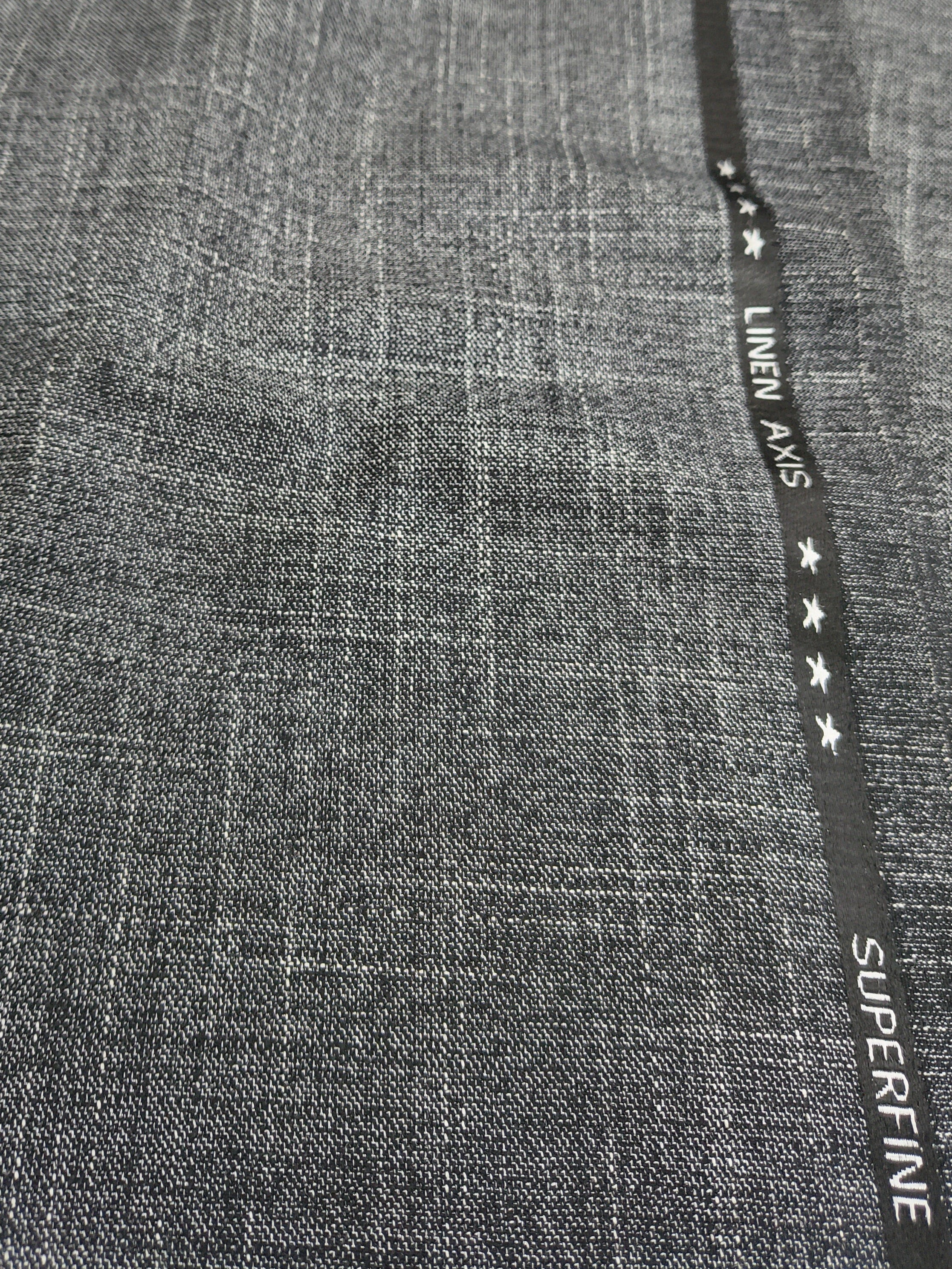 Linen Axis Grey unstiched fabric Blend linen cotton
