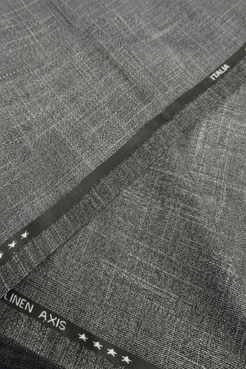 Linen Axis Grey unstiched fabric Blend linen cotton